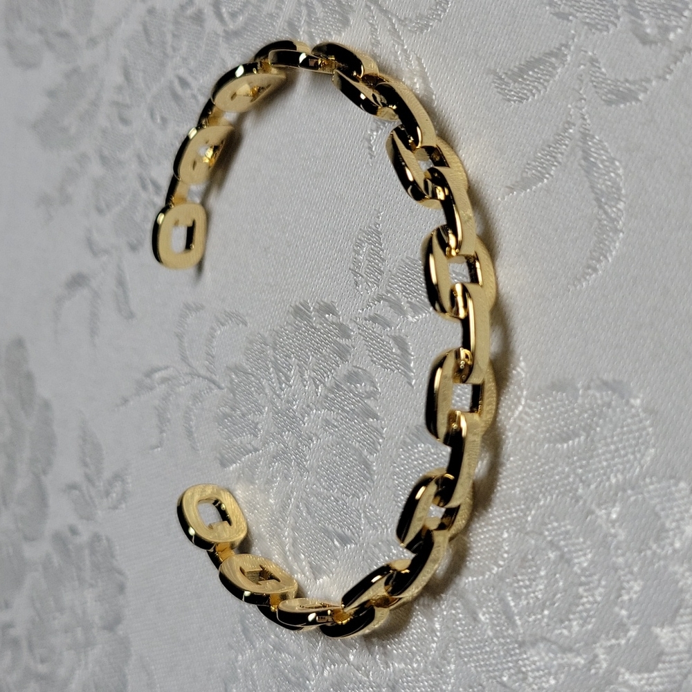 Adornia 14KGP Chain Link Cuff Bracelet - Picture 4 of 7